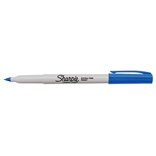 SHARPIE Permanent Markers, Extra-Fine Point, Blue, Box of 12