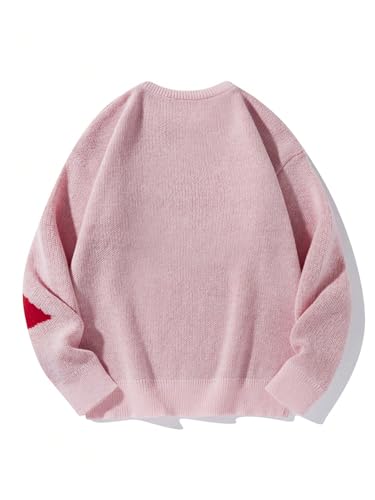 Floerns Men's Letter Print Long Sleeve Knit Wear Crewneck Pullover Sweaters2