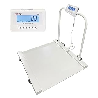 VisionTechShop MVW1 Heavy Duty Wheelchair Scale Platform 1000lb x 0.5lb / 500kg x 0.2kg, Intergrated Foldable Handle and Wheels for Easy Portability, Large LCD Display with Backlight - 1 Piece