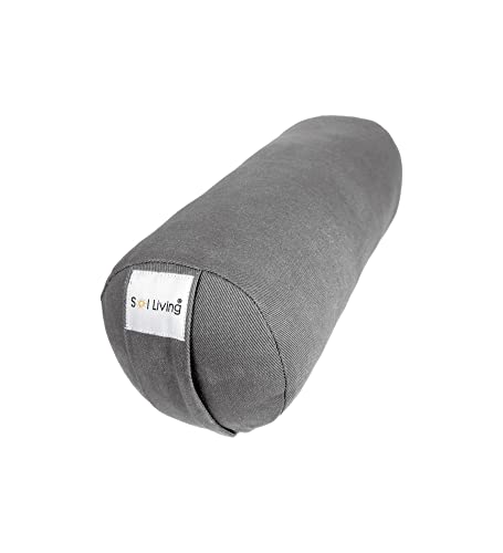 Sol Living Yoga Bolster Pillow Cotton Meditation Cushion Meditation Accessories for Restorative Yoga Meditation Pillow Cylindrical Yoga Pillow Firm Body Pillow Bolster Pillow for Legs Removable Cover