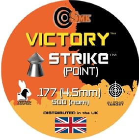 MR SERVICES HAZLEMERE LTD - VICTORY STRIKE POINTED 177-4.5mm AIRGUN - AIR RIFLE PELLET TIN OF 500, SILVER, 177 - 4.5mm