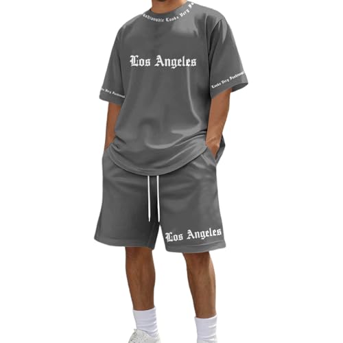 Ensemble short t-shirt homme style plage et vacances au soleil imprimé palmier