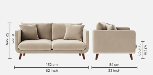 Image of Rejol Velvet 2-Seater Sofa Luxurious Comfort for Living Rooms and Offices (Cream, 2 Seater)