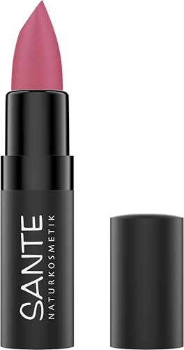 SANTE Naturkosmetik Ultra Matt Lipstick 01 Soft Coral - Pintalabios mate en polvo para un acabado natural, cuidado de labios con escualano y ácido hialurónico, 4,55 g