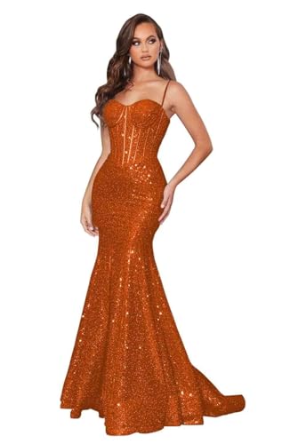 Sparkly Sequin Prom Dresses for Teens 2025 Spaghetti Strap Long Glitter Mermaid Evening Gown