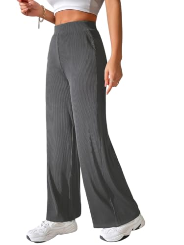 Image of Preneum Women High Waist Korean Wide Leg Trousers, Loose Fit Casual Lounge Pants, Travel, Office & Streetwear Comfortable Stylish Bottom Wear (Available Plus Size)