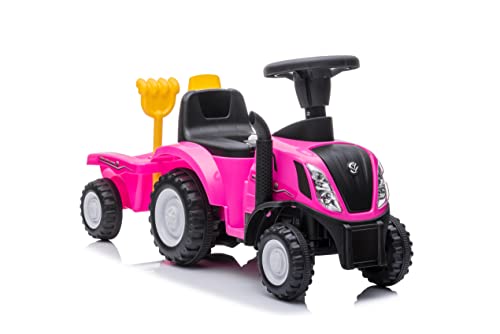 Kinder Rutschauto Rutschfahrzeug New Holland Traktor mit Anhänger Rutscherfahrzeug Kinderauto Kinderfahrzeug Laufhilfe mit Hupe Kunststoff (Rosa) – Bild 7