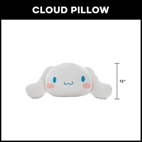 Image of Northwest Sanrio Cinnamoroll Cloud Pillow 12 inch - Kawaii Stuffed Plushie, Great Gift for Anime Fans, Cartoon Character, Bedroom Decor