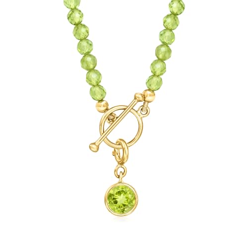 Ross-Simons 3.5-4mm Peridot Bead Charm-Compatible Toggle Necklace in 18kt Gold Over Sterling3