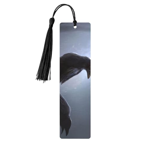 Ravens プリント タッセル付き木製しおり 5個 読書ページマーカー ブックマーク 男性/女性へのギフトに