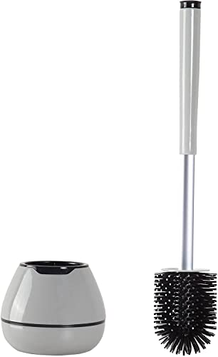 BOOMJOY Brosse WC avec support, brosse WC en silicone avec pince à épiler pour salle de bain, camping-car, gris Cover