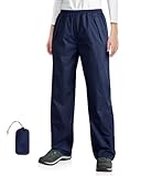 33,000ft Damen Regenhose wasserdichte Fahrrad Überziehhose Reflektierende Winddichte Leichte Outdoorhose zum Golf Wandern Angeln Navyblau 42 Kurz