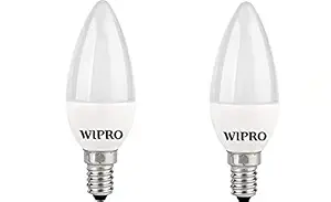 wipro Garnet 5W Frosted Candle LED Bulb |Cool Day White (6500K)|E14 Base|For Chandeliers & Decorative Lights|4Kv Surge Protection |440V High Voltage Protection |Energy Efficient |Pack Of 2