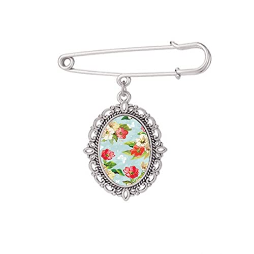 Broche fleur de pêche pour chemise robe et châle motif floral taille M