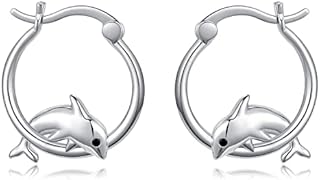 Panda Earrings Animal Girls Earrings 925 Sterling Silver Small Huggie Earring Hummingbird Dolphin Cute Animal Cuff Hoops for Women Girls Girlfriend Daughter