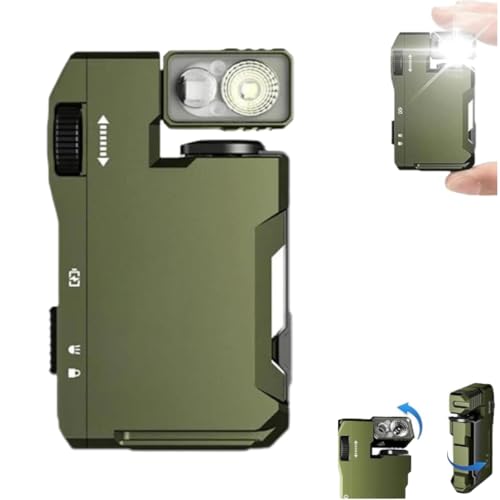 Priormer Flashlight, Priormer G5 EDC Light 400 lumens, Super Bright 3 Modes EDC Mini Flashlight,180° Rotation Dual Lights IP68 Waterproof Magnetic for Outdoor (Green)