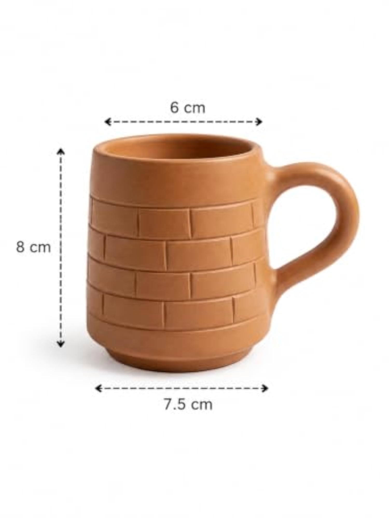 Handcrafted Terracotta Brick-Pattern Tea Cup, Unique Gift