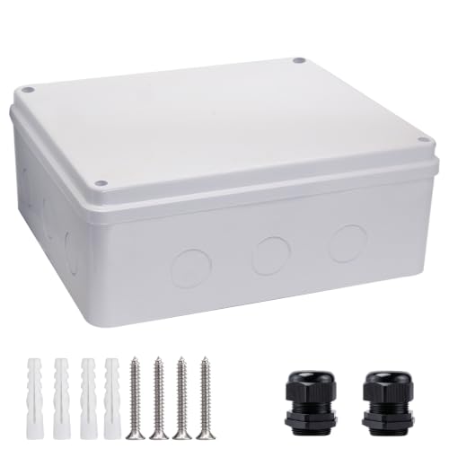 Image of Junction box Dustproof Waterproof IP65 ABS Plastic Electrical Boxes, Indoor & Outdoor Electrical Power Cord Enclosure Universal Project Box DIY Case White 11.8 x 9.8 x 4.7 inch(300x250x120mm)