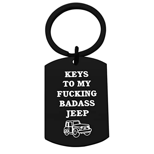 Chenva Car Keychain Car Girl Gift Stainless Steel Dog Tag Keyring Car Wrangler Accessories Gift For Car Lover (Keys To My Badass Jp Keychain Black) #TOP18