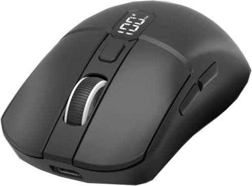 Mouse Sem Fio M30, 3 Modos (Bluetooth 5.2 + 2.4GHz USB), Tela LED, Recarregável Tipo-C, 4 DPI (800-2400), Clique Silencioso, Design Ergonômico 69g, Compatível com PC, Mac, Notebook -Preto