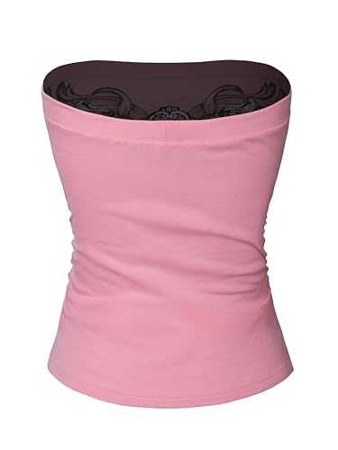 Image of MixMatchy Women's Stretchy Strapless Tube Top Y2K Bandeau Top