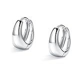 Me&Hz Sterling Silver Plated Small Chunky Hoop Earrings Silver Teardrop Earrings for Women Tiny Tear Drop Earrings Dupes Statement Thick Huggie Hoop Earrings Hypoallergenic Lightweight