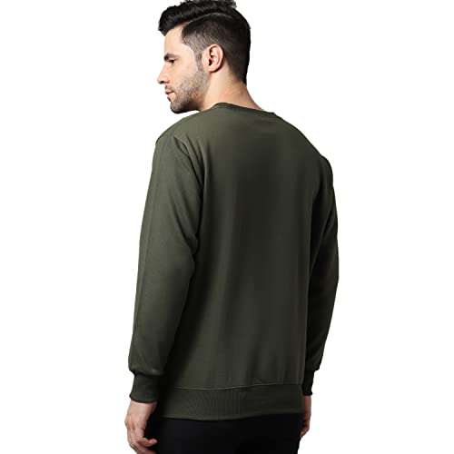 Image of BZR-Men's Fleece Round Neck Regular Sweatshirt (Sw Rrn Black 01-L Black L)(1903)