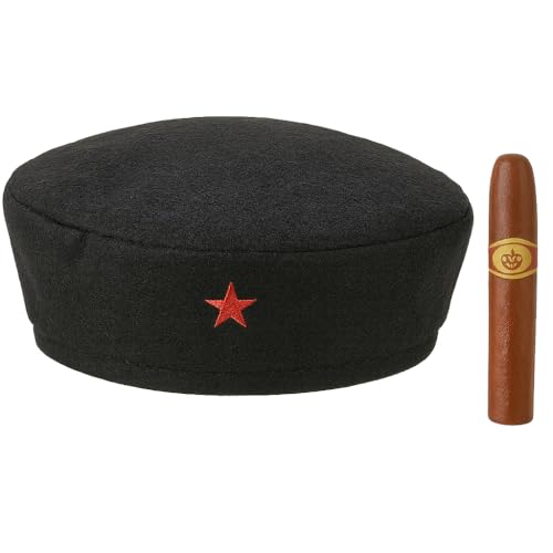 Kit Béret Che Noir Etoile Rouge et Faux Cigare I Déguisement Accessoire Homme I Révolutionnaire Marxiste Argentin I Révolution Liberté Résistance Espoir I Manifestation Carnaval Halloween