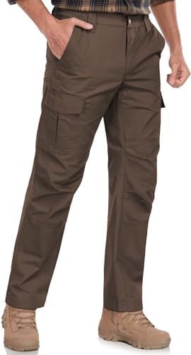 Image of Mens Cargo Work Pants Durable Ripstop Tactical Pants with 7 Pockets Outdoor Water Resistant Hiking Woking Construction Pants