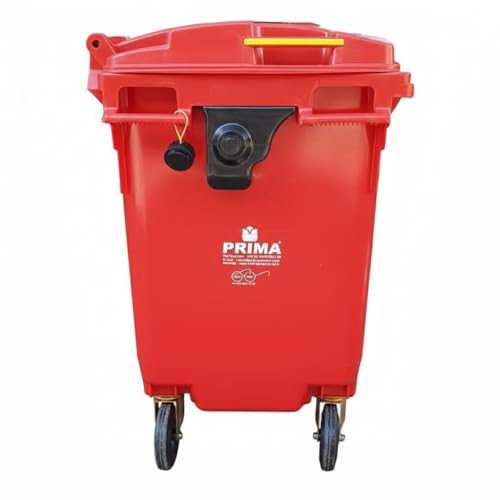 Image of Prima Big Plastic Wheeled Dustbin with Lid 660 Litre Red