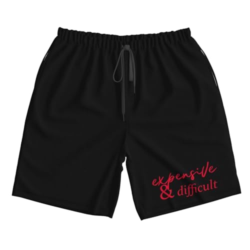 Pink Expensive and Difficult Men's Casual Board Shorts - Elastic Waist Drawstring Swim Trunks Fit Summer Hawaii, 7