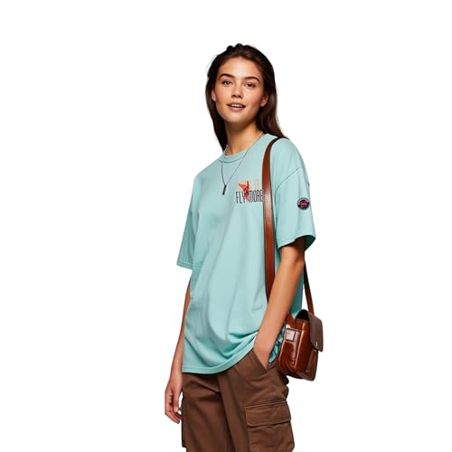 Image of Wing It Oversized T-Shirt - Mint Green, Premium Cotton, Bold Back Graphic, Chill with Wild Energy