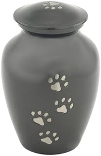 Classic Slate Medium Pet Cremation Urn for Ashes, Brass, Gray Urn, Dog Urn, Cat Urn, Medium Sized Pet Urn, 6 Inches High