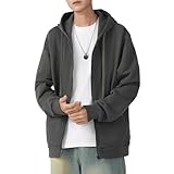[SHANLIANG] パーカー メンズ 長袖 秋服 冬服 裏起毛 厚手 ジップ トレーナー 薄手 大きいサイズ ゆったり カジュアル 無地 トップス フード付き スウェット 複数色選び (JP, アルファベット, 2XL, #2:ダークグレー(裏起毛))