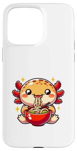 Carcasa para iPhone 15 Pro Max Lindo Calma y Come Ramen Axolotl Anfibio