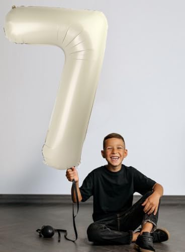 Image of 7 Balloon Numbers Birthday Decorations, 40In Cream Balloons for Men Women | Eye-catching Appearance, Perfect Decorative Centerpieces, Convenient Self-sealing Structure, Widely for Various Occasions