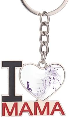 DIYthinker Flappg Purple Music Notes White Keychain Metal Keyring Holder Love MAMA Mother image 2