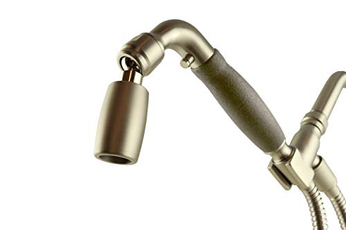 Super Deal Product High Sierra's Solid Metal Handheld Shower Head Kit with Slip-Free Grip. Includes Handheld Shower Head, Trickle Valve, Hose with Silicone Inner Tube, and Holder. Low Flow 1.5 GPM. Brushed Nickel