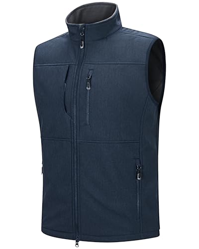 33,000ft Men's Lightweight Softshell Vest Outerwear Zip Up Fleece Lined Windproof Sleeveless Jacket for Golf Running Hiking