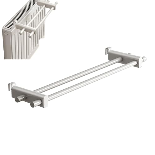 Porta Toallas de radiador, Porta Toallas sin taladrar, Plata, ABS y Acero Inoxidable,90cm