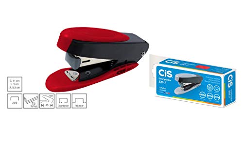 CIS EM-7 Grampeador 15 Folhas, Grampos 26/6, Profundidade 45 mm, Vermelho