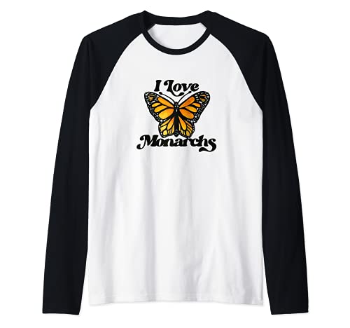 Monarch Butterfly Raglan Baseball Tee, Black