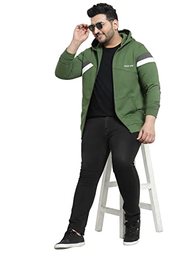 Image of Kalt Men Full Sleeves Zipper Fleece Striped Hoodie