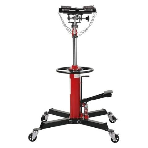 JustSmart Hydraulic Transmission Jack 1322 LBS (3/5 Ton) Capacity 33.8"-72.8" Lifting Height 2 Stage Hydraulic Telescoping Jack, Trans Jack Stand Heavy Duty with Foot Pedal and 360° Swivel Wheel, Red Cover