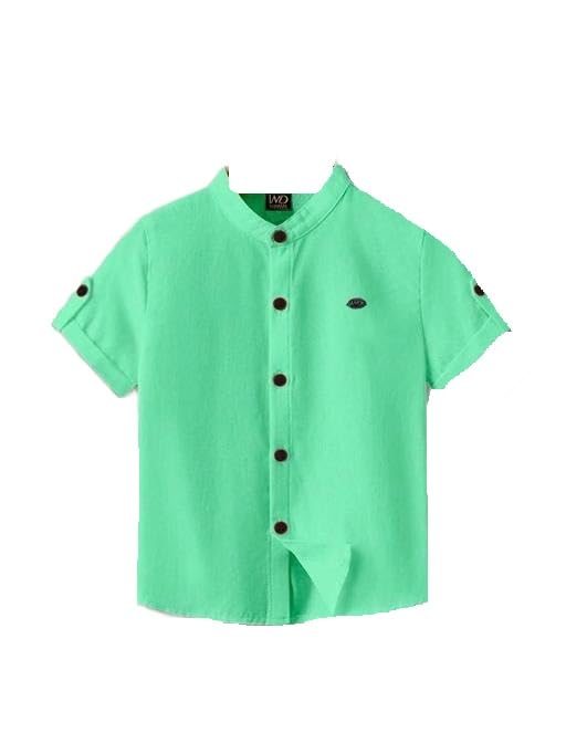 Image of Kids Shirt Cotton Blend Solid Short Sleeve Shirt for Boys | Comfortable & Breathable Casual