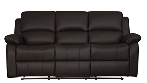 Homelegance 9928DBR-3 Clarkdale Double Reclining Sofa with Drop Down Cup Holders, Br Brown