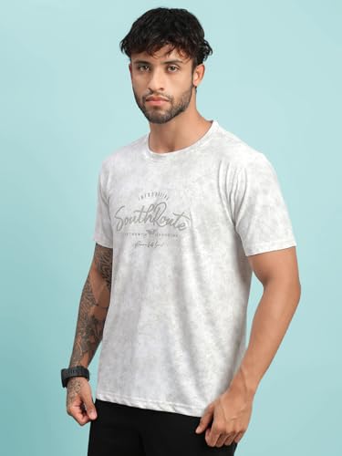 Image of Lux Nitro Men's Cloud Burst Printed Half Sleeve T-Shirt | Cotton Blend Round Neck Tee | Regular Fit Casual Wear
