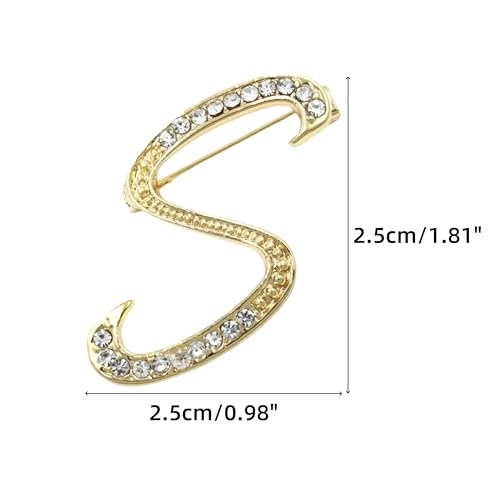 Image of Rhinestone Initial Brooch Pin for Women, Alphabet Gold Letter Brooch A-Z with Crystal, Metal Pin for Hat Bag Dress Suit Accessory for Men