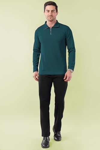 Image of KAJARU Men's Quarter Zip Pullover T-Shirt, Cable Knit Pattern, Full Sleeve