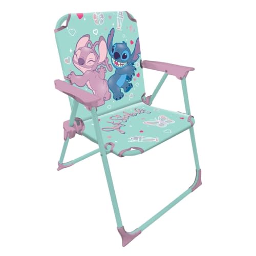 Silla Infantil Plegable con Brazos Licencia Oficial – Compacta y Ligera – Fácil de Limpiar – Ideal para Interior y Exterior – Soporta hasta 30 kg (Stitch 5694)